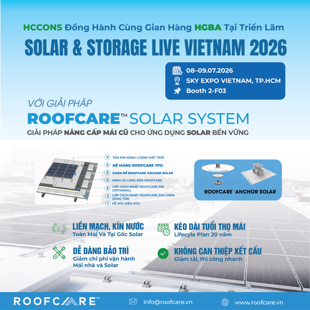 Roofcare hong hanh gian hang HGBA tai trien lam Solar & Storage 2026